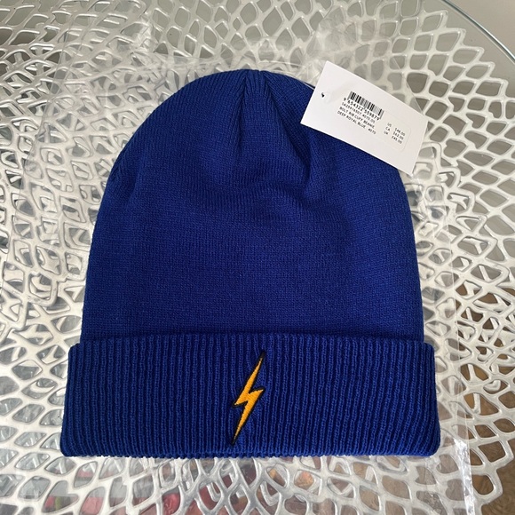 Aviator Nation Bolt Ribbed Knit Cuff Beanie in Blue NWT - Picture 3 of 6